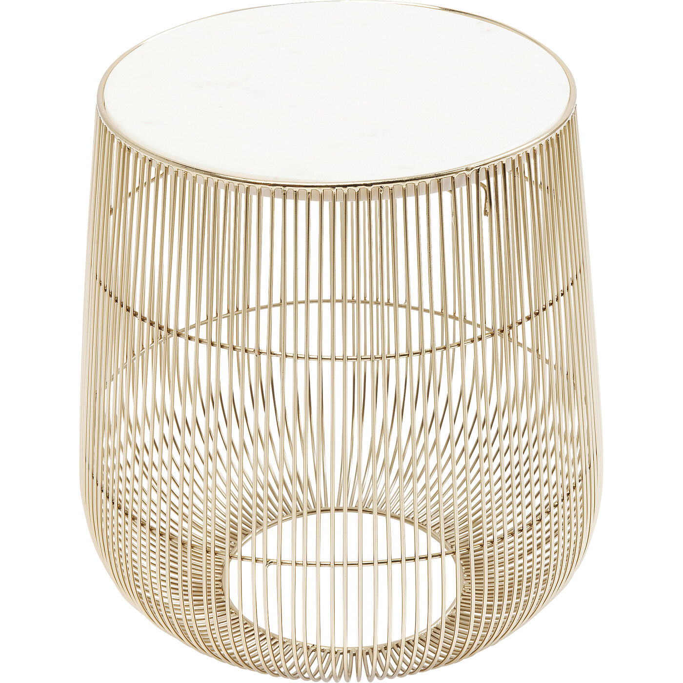 Стол приставной Beam White Marble Brass Ø32 см
