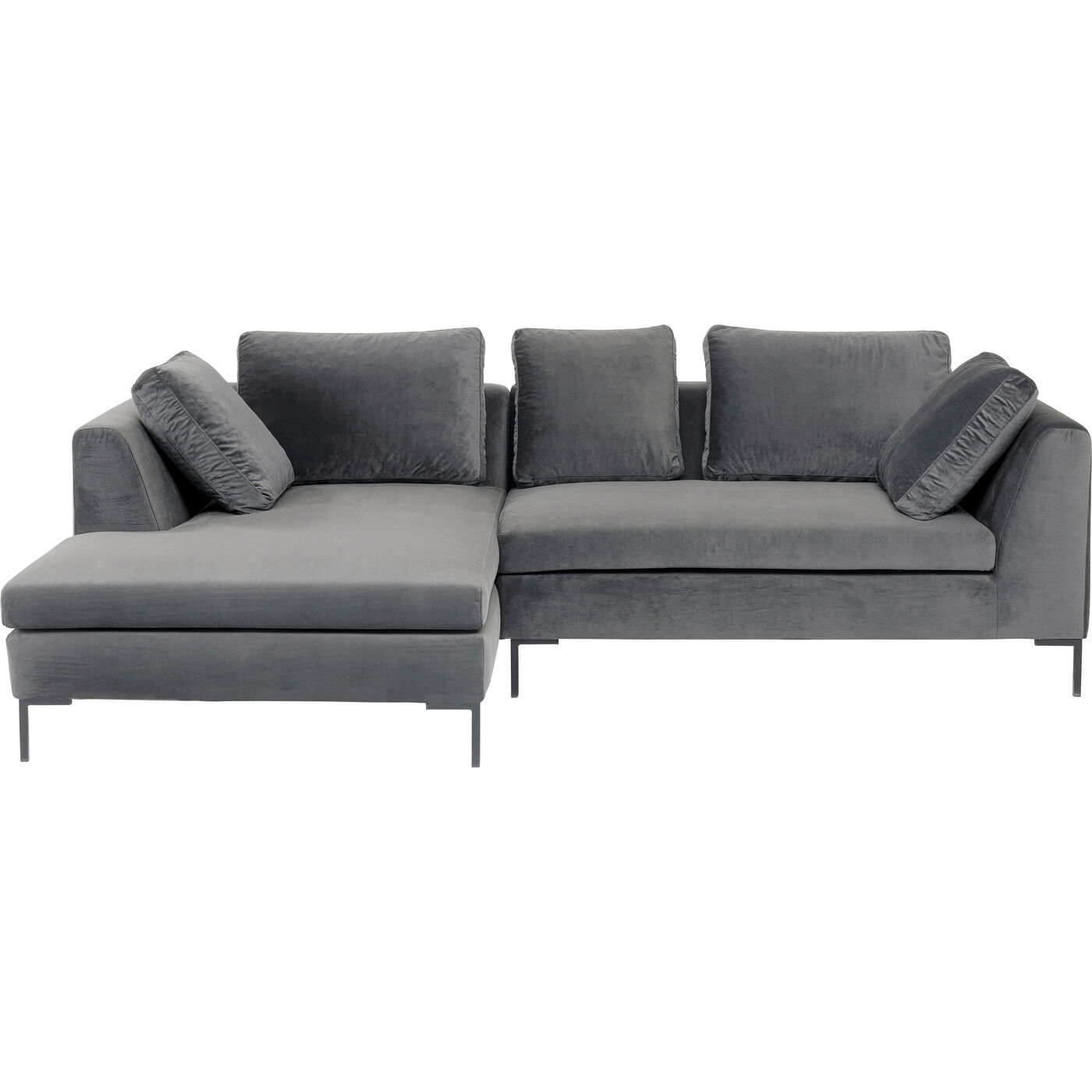 Диван угловой левосторонний Black Gianna Velvet Grey Left