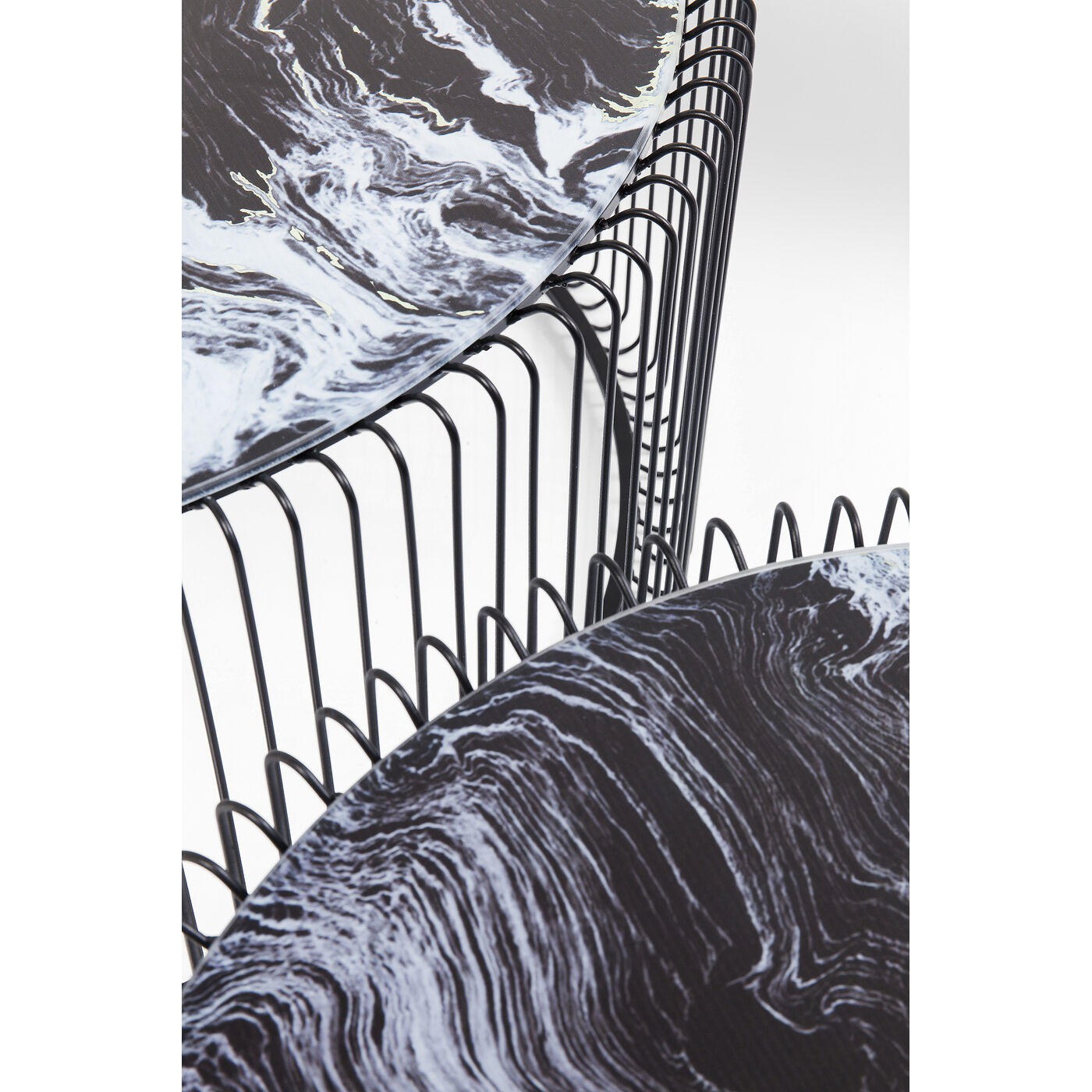 Стол кофейный Wire Glass Marble Black (2 шт)