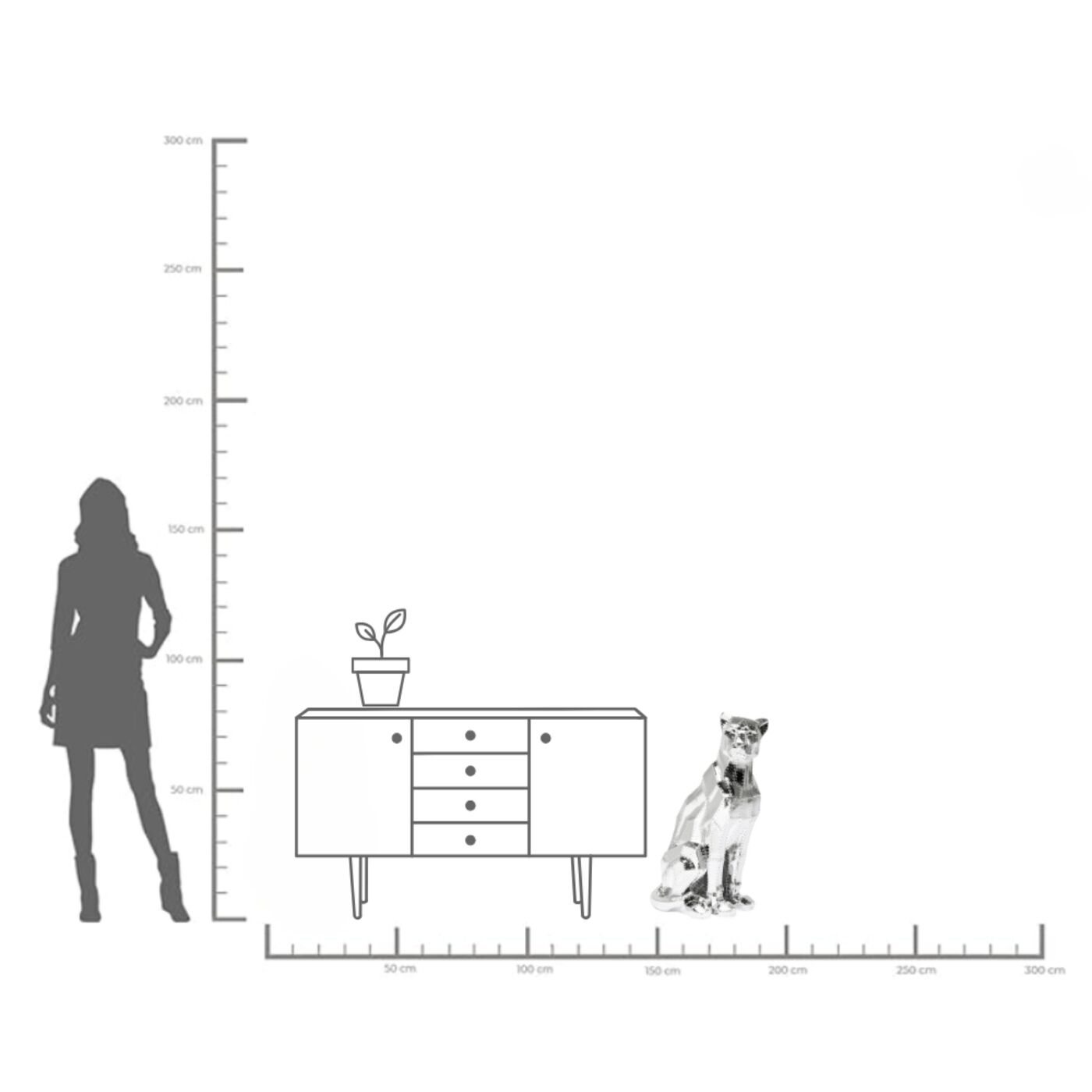 Фигура декоративная Sitting Cat Rivet Chrome