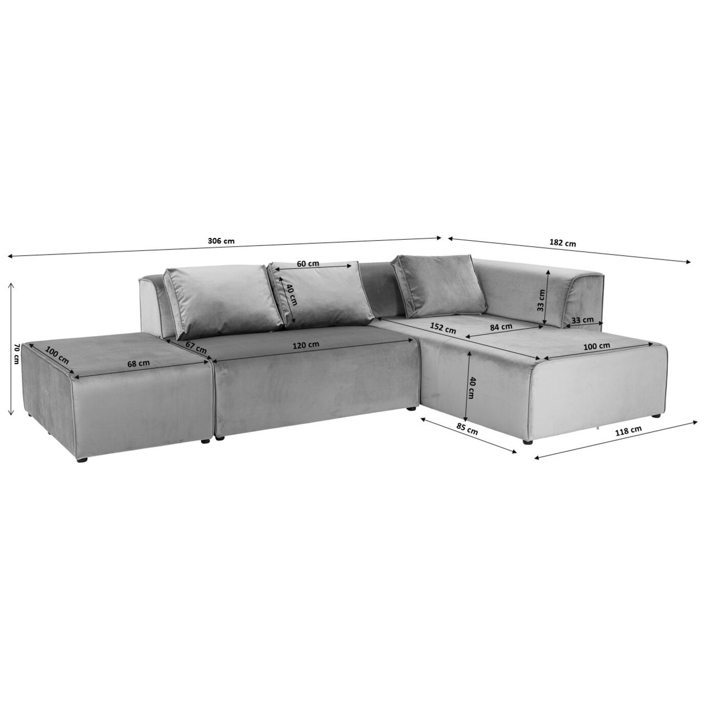 Диван угловой правосторонний Infinity Velvet Taupe Right