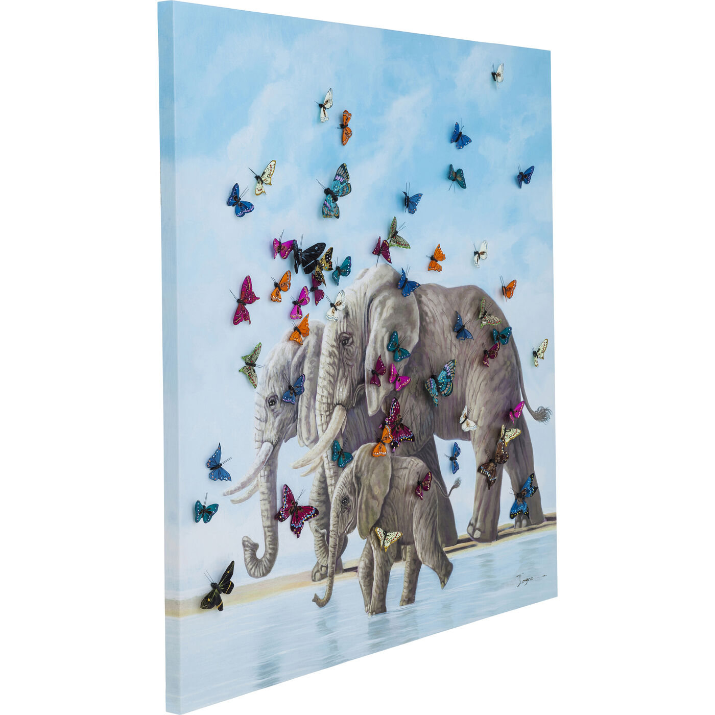 Картина Elefants with Butterflies 120x120 см