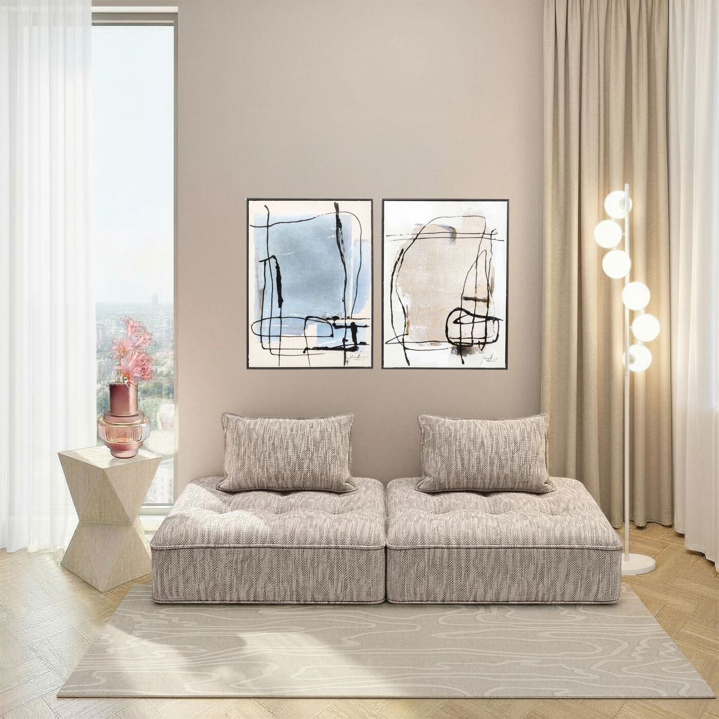 Sofa Portofino Grey (2/Set)