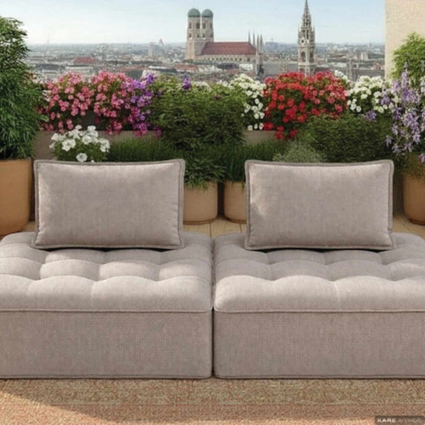Sofa Portofino Grey Outdoor (2/Set)
