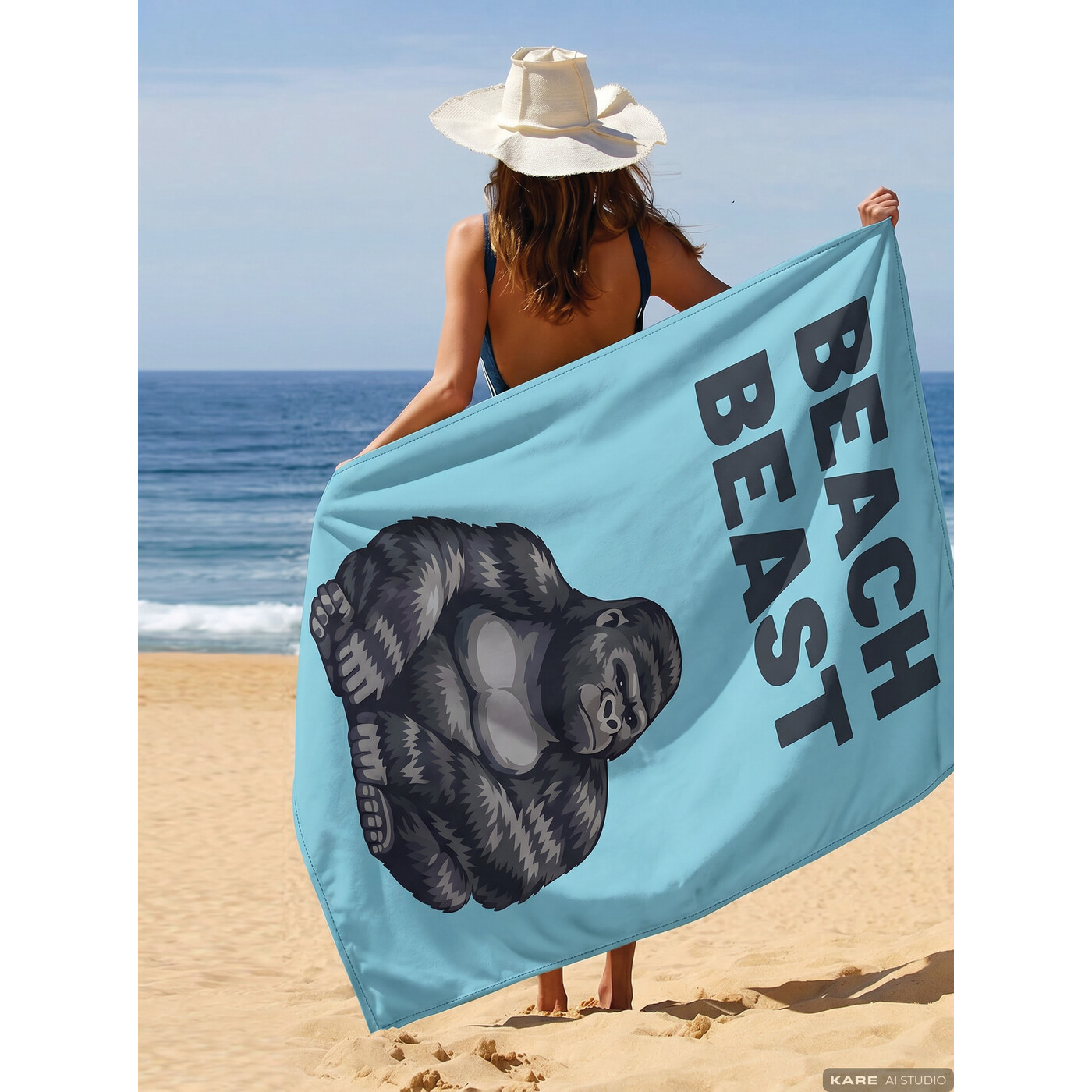 Beach Towel Beast 90x170cm blue