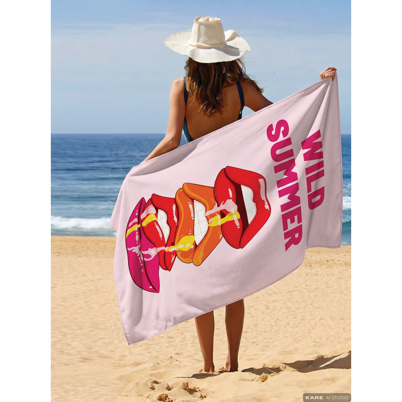 Beach Towel Wild Summer 90x170cm pink