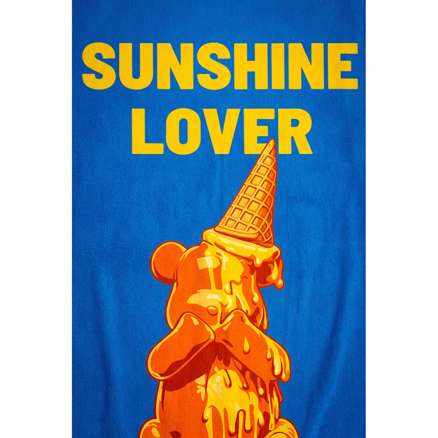 Beach Towel Icecream Bear 90x170cm blue