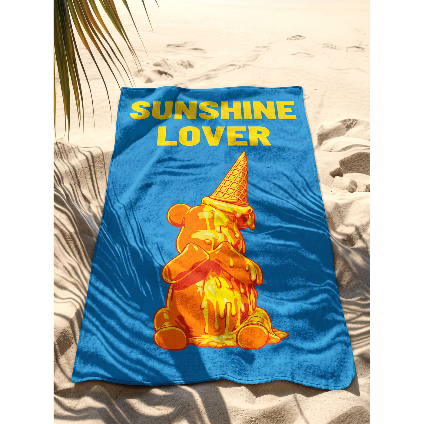 Beach Towel Icecream Bear 90x170cm blue