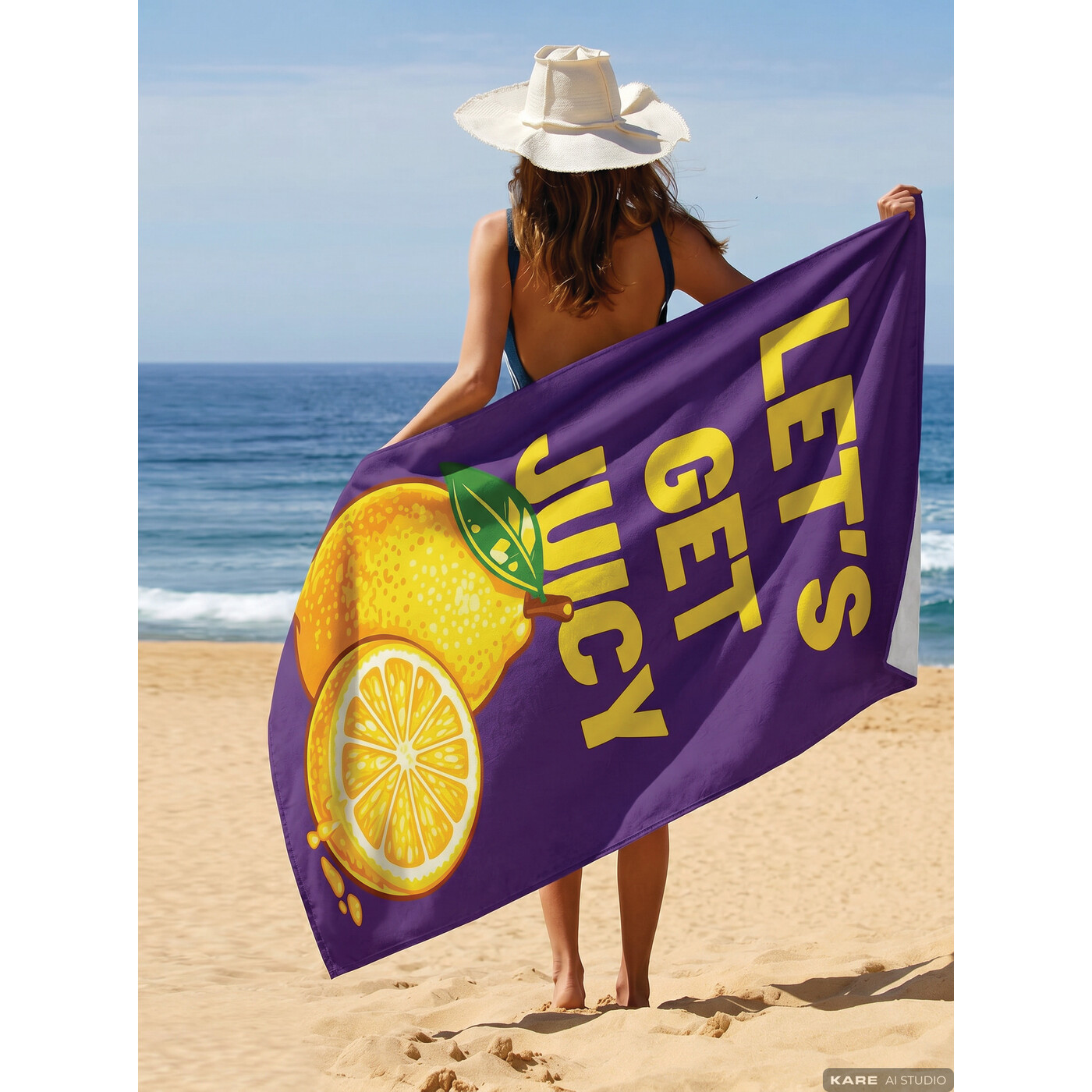 Beach Towel Juicy Lemon 90x170cm lilac