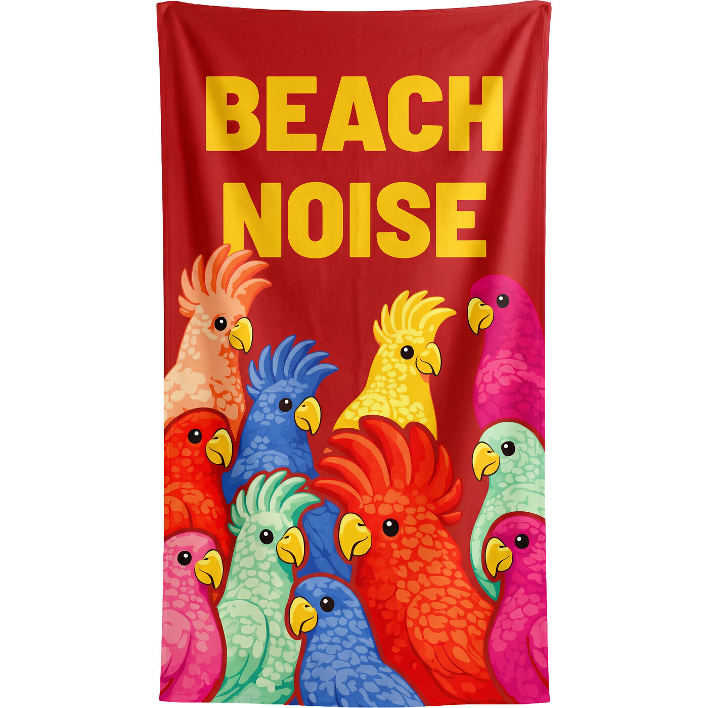 Beach Towel Exotic Birds 90x170cm red