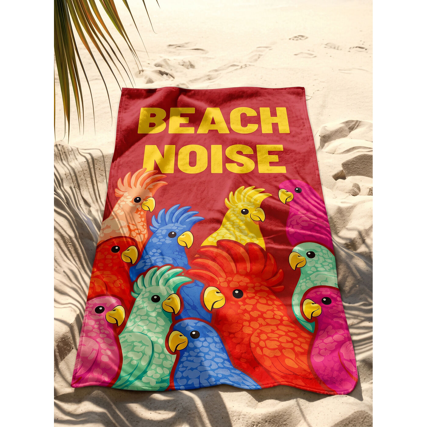 Beach Towel Exotic Birds 90x170cm red