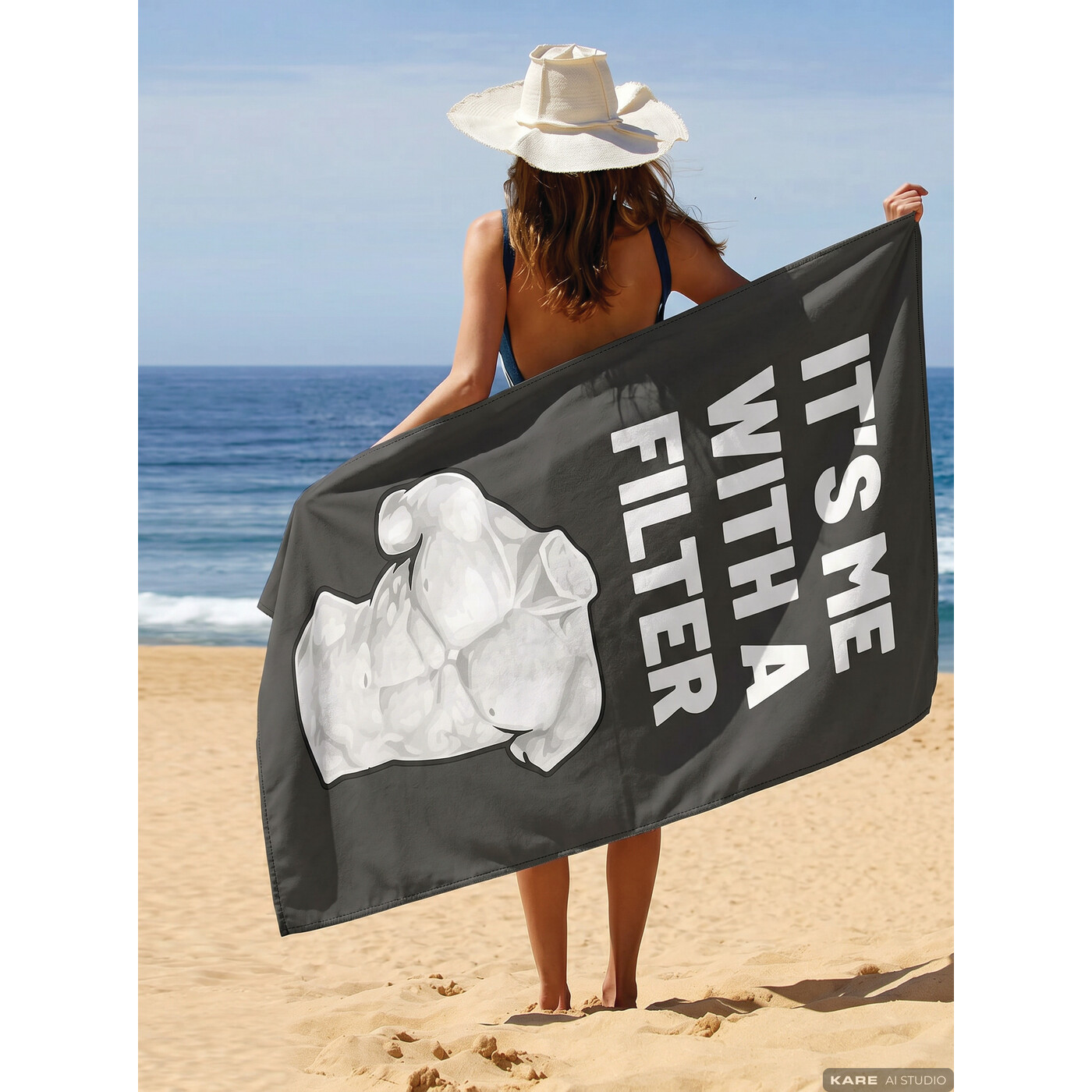Beach Towel Filter Boy 90x170cm grey