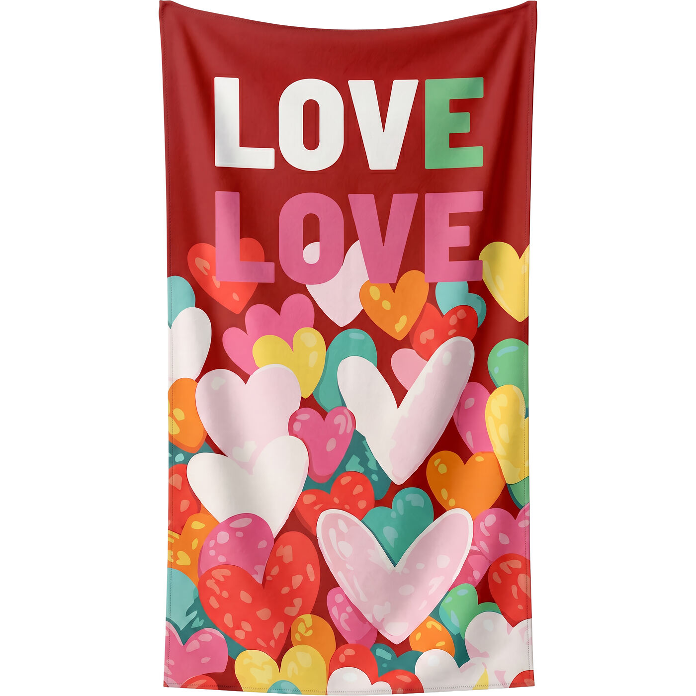 Beach Towel Big Love 90x170cm red