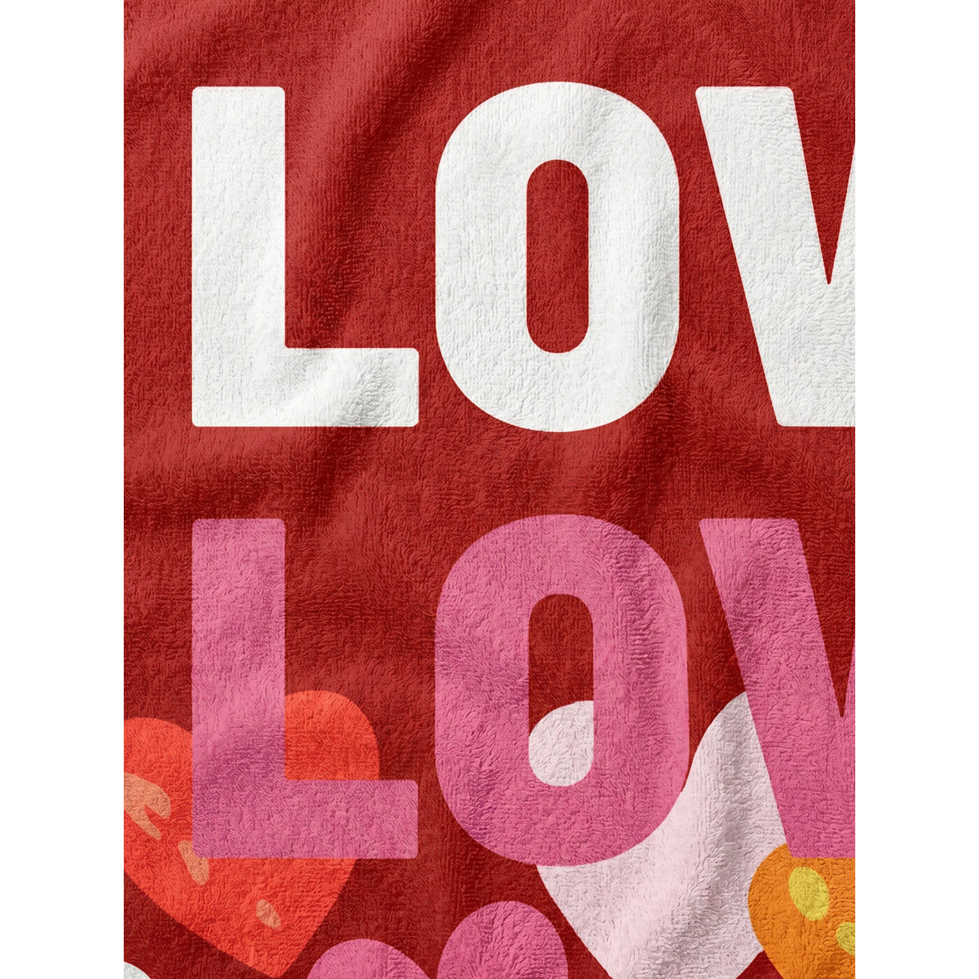 Beach Towel Big Love 90x170cm red