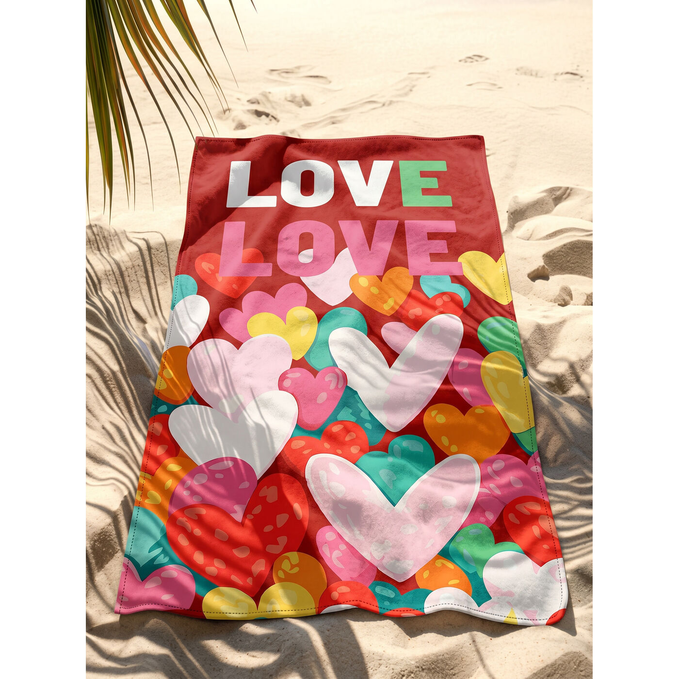 Beach Towel Big Love 90x170cm red