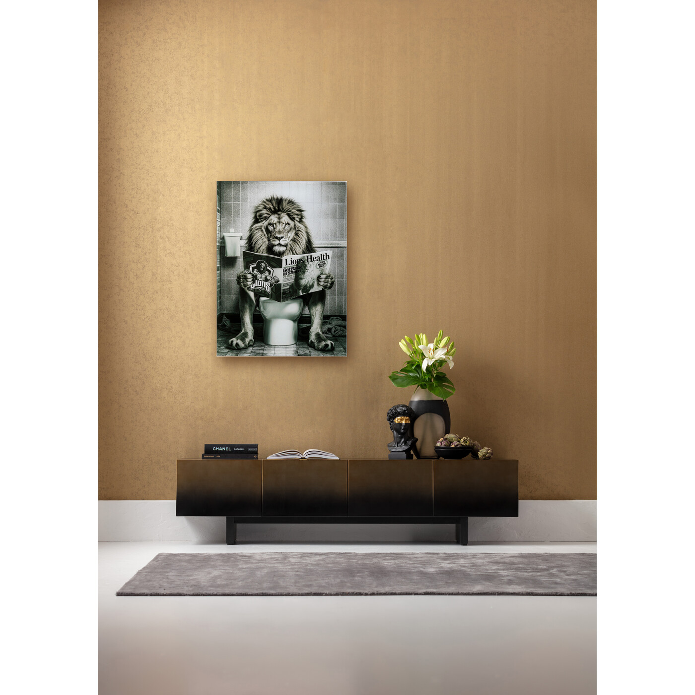 Glass Picture Bath Lion 60x80cm