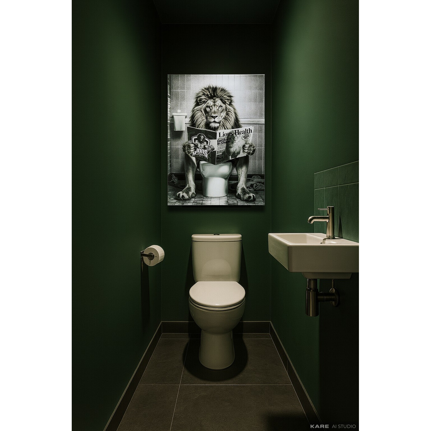 Glass Picture Bath Lion 60x80cm