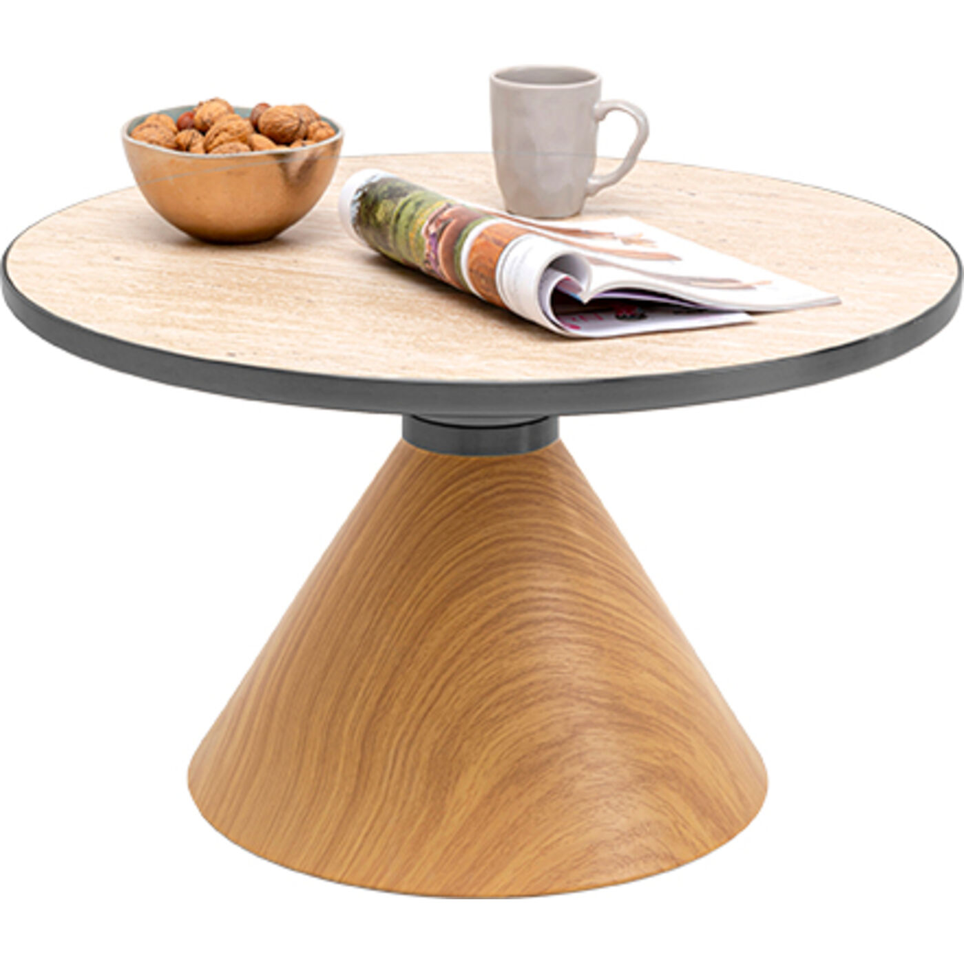 Coffee Table Cono Oak Travertin Ø70cm