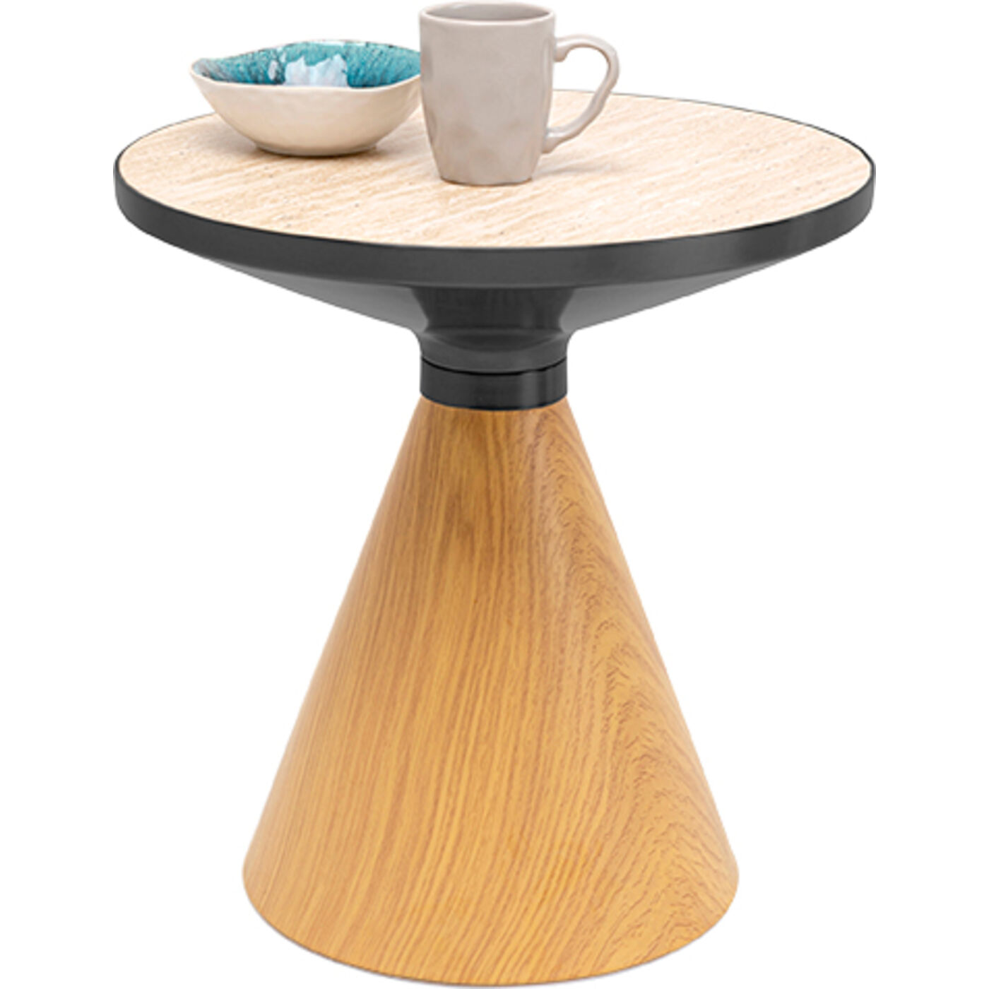 Coffee Table Cono Oak  Travertin Ø50cm