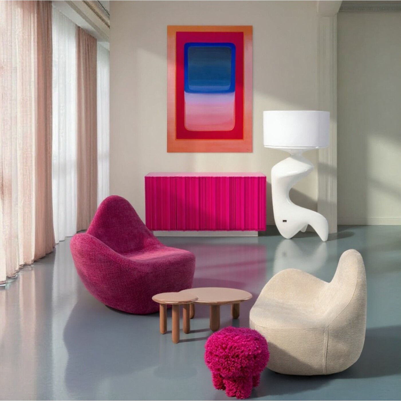 Кресло KARE x Karim Rashid Glow Wave Medium Pink 116cm