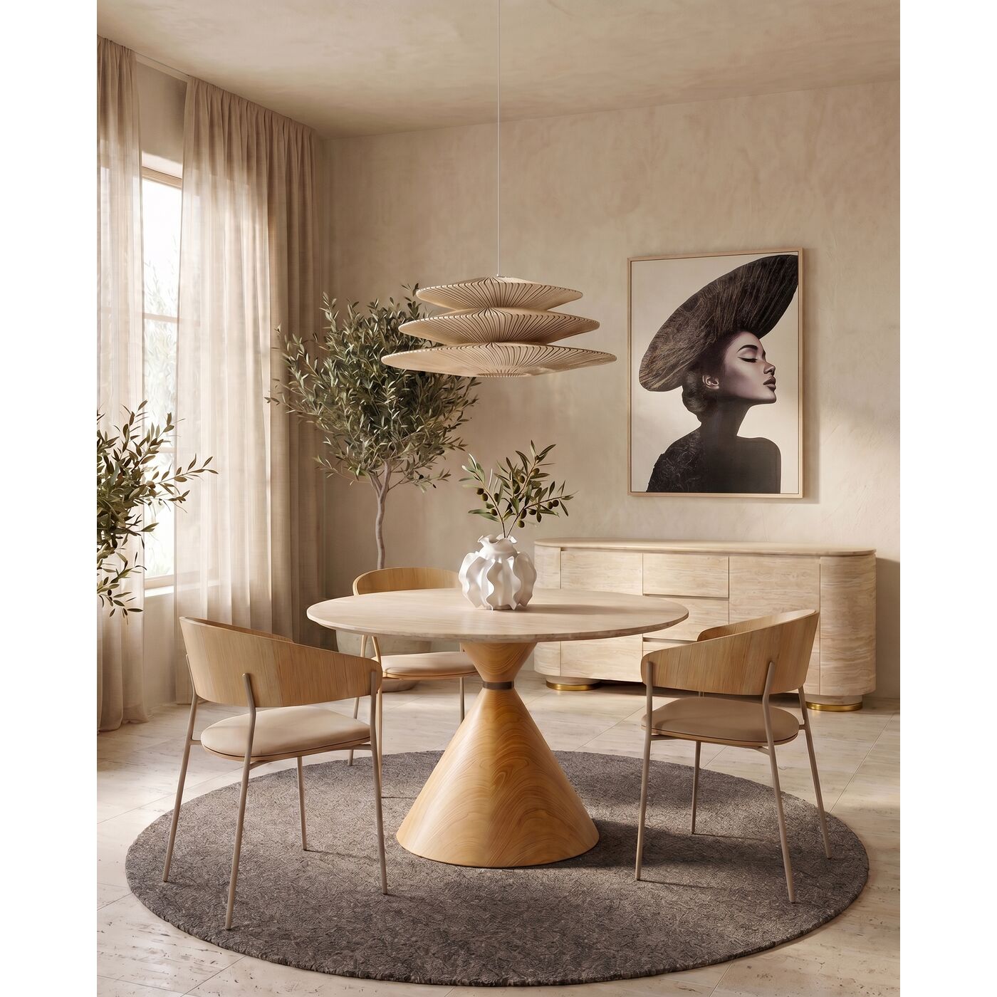 Table Cono Travertin Oak Ø120cm