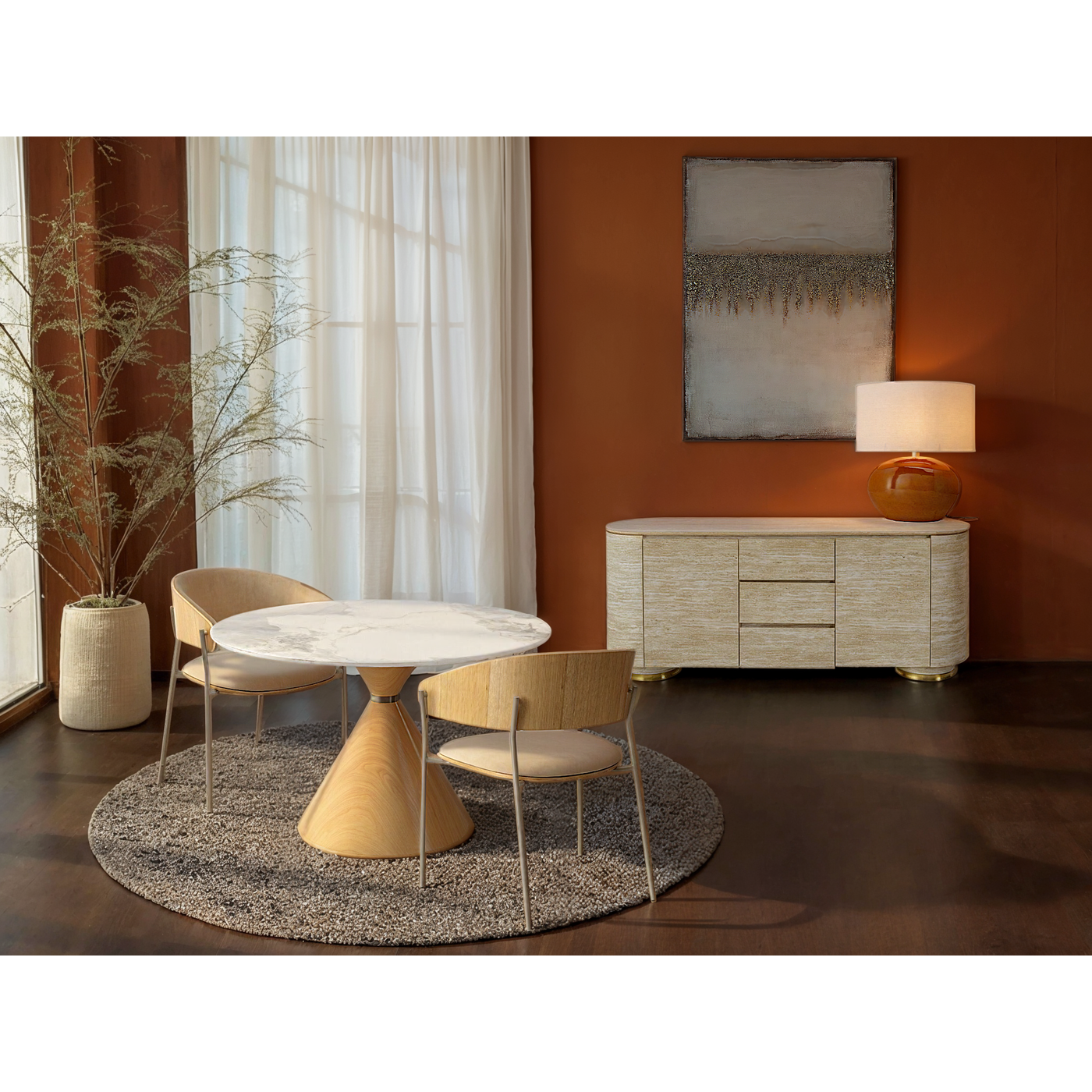 Table Cono Ceramic Oak Ø120cm
