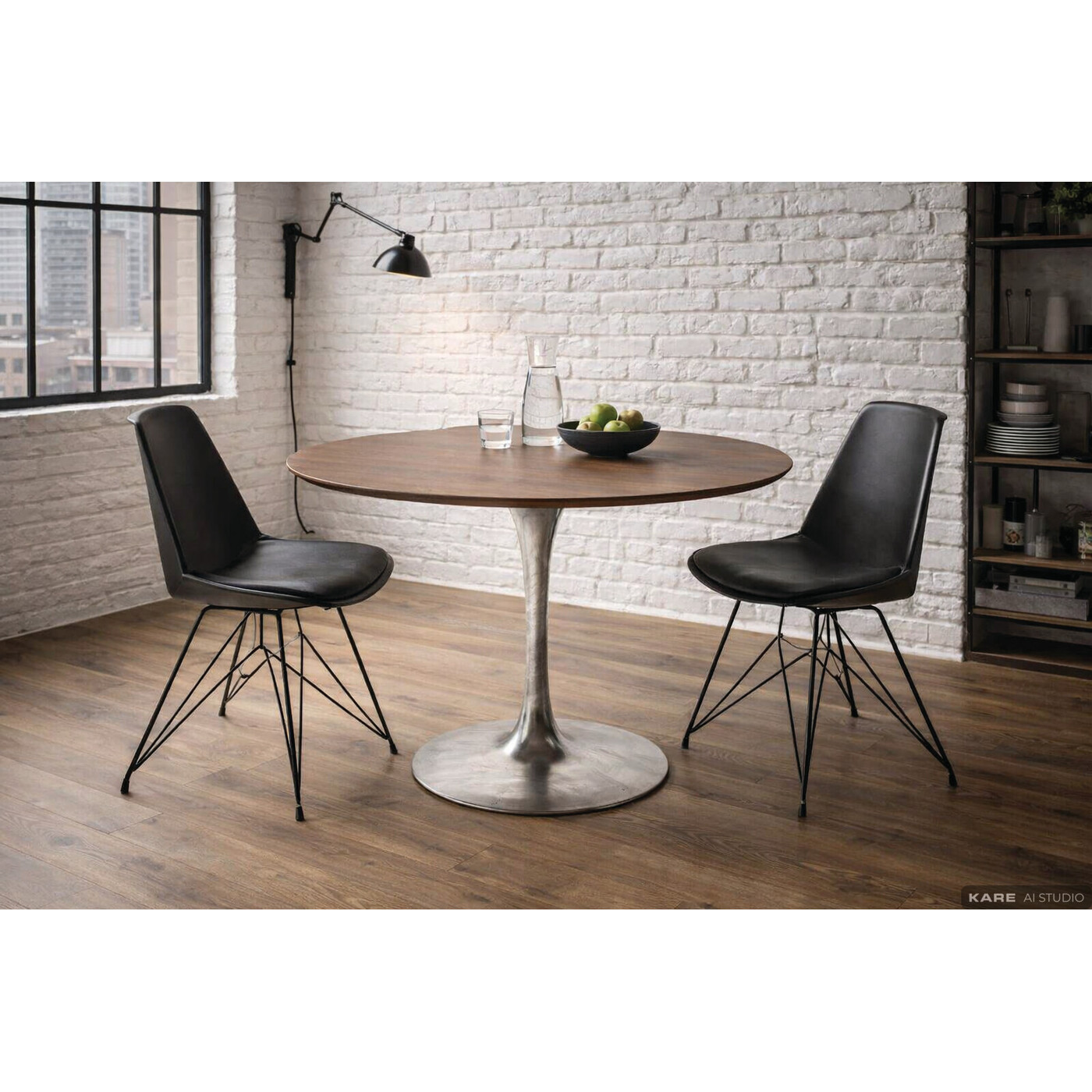 Table Invitation Set Walnut Zinc Ø120cm