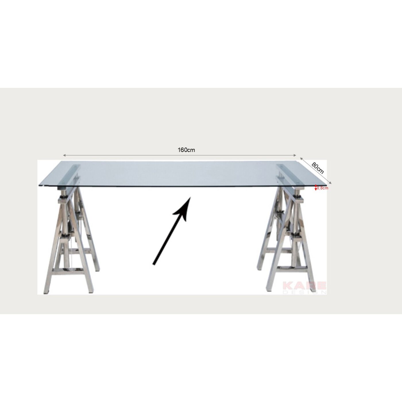 Table Top Glass 160x80x0,8mm ESG clear