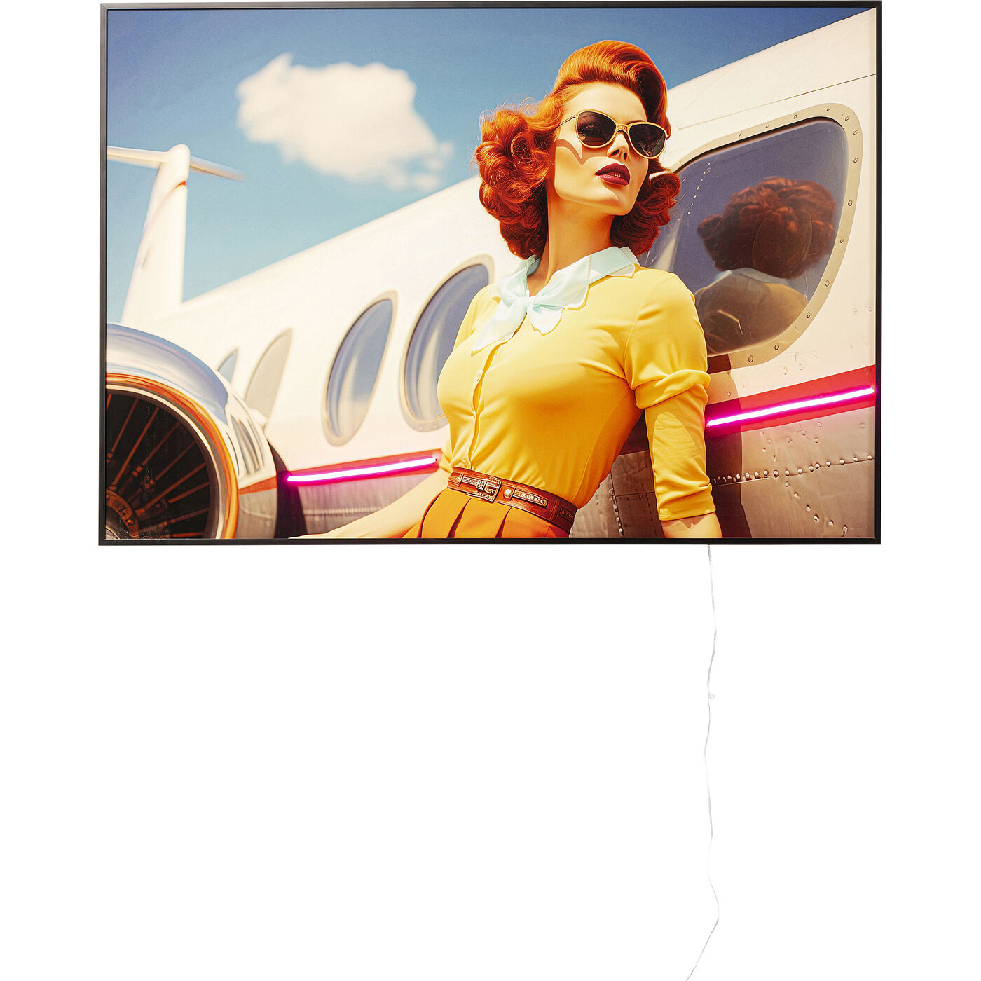 Картина в раме LED Jetset Lean Lady 120x80 см