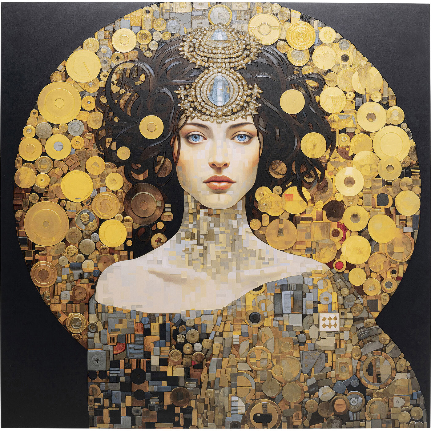 Картина стеклянная Art Nouveau Lady 3D 80x80cm