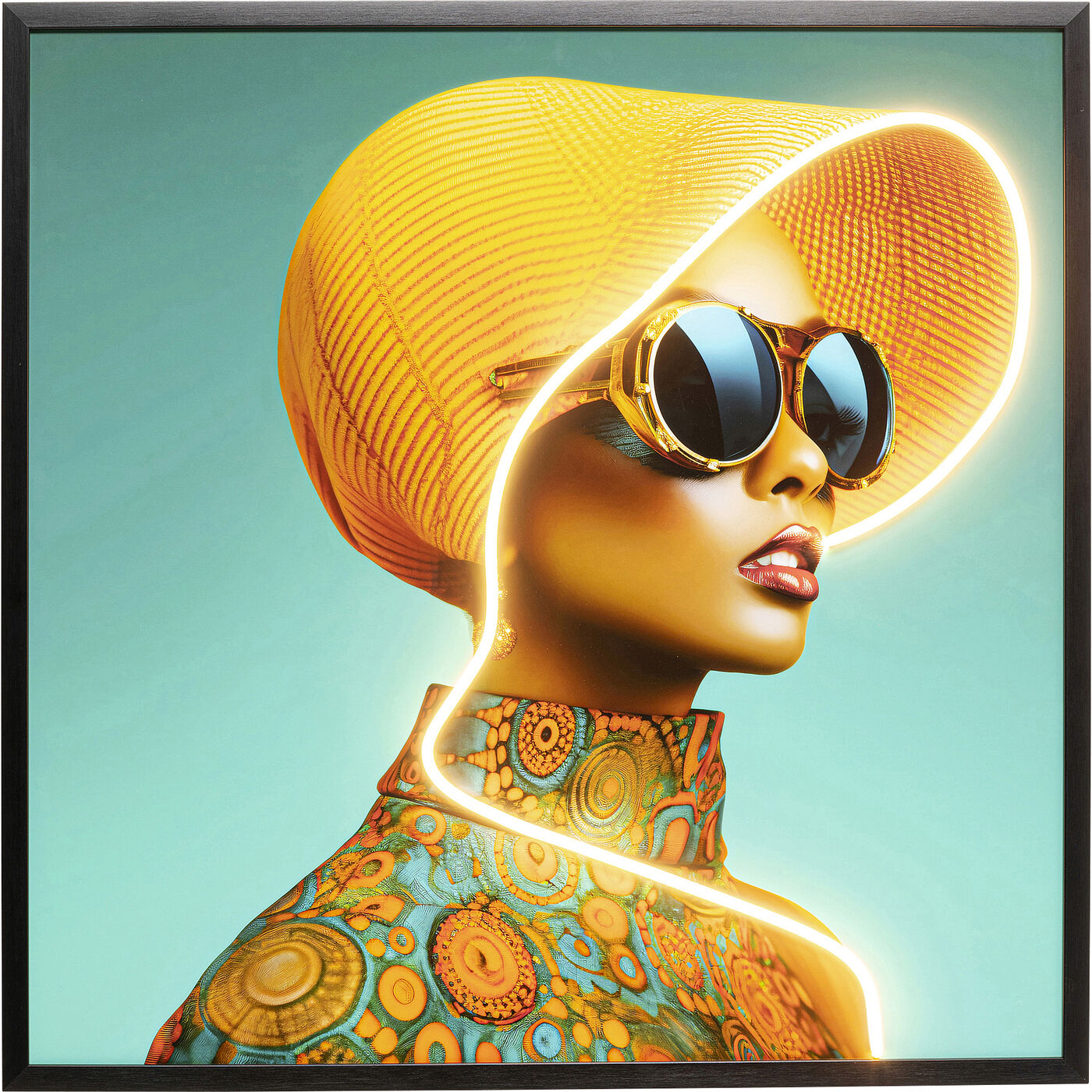 Картина Sun Hat Woman Yellow LED 80x80cm