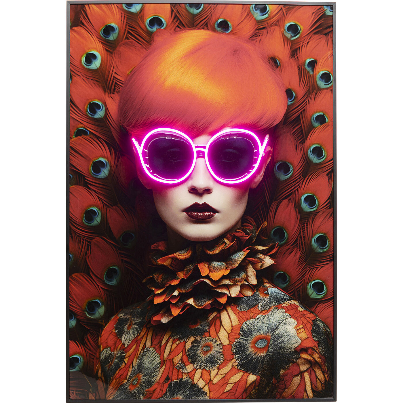 Картина в раме LED Fancy Red Lady 75x55cm