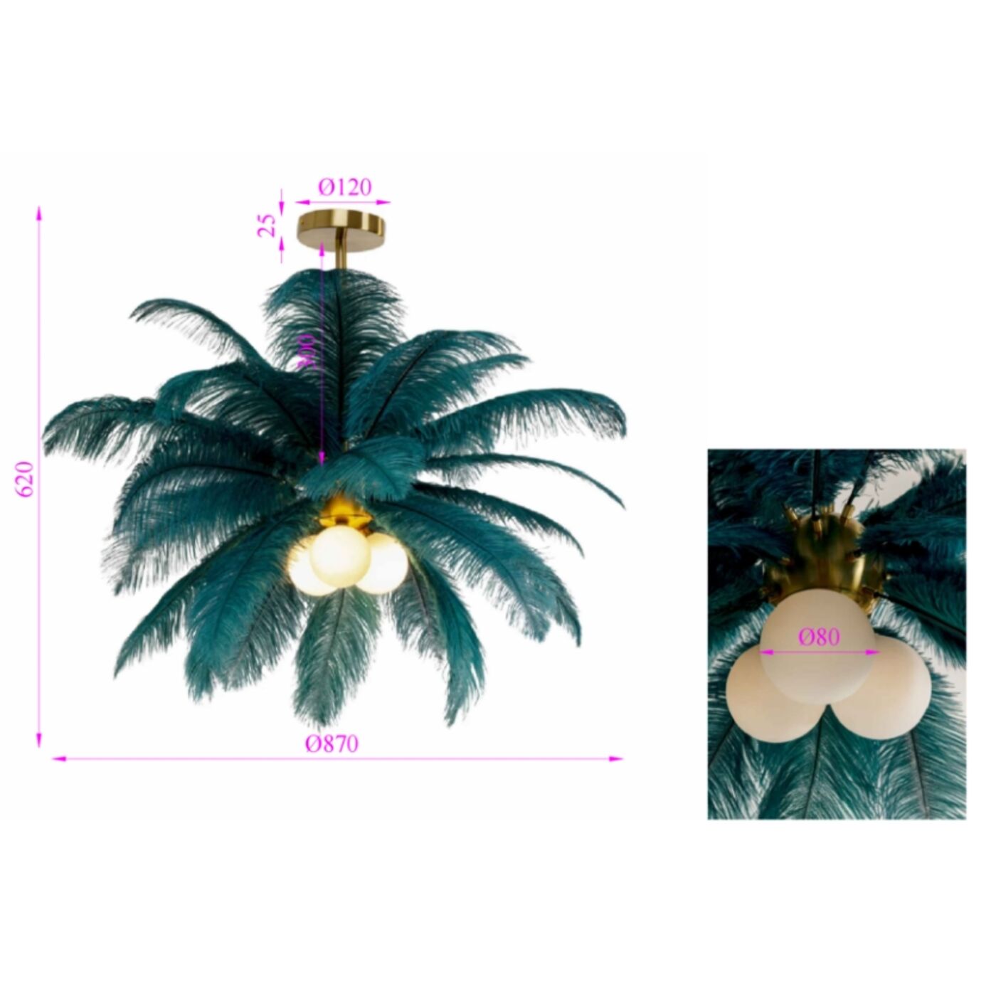 Светильник подвесной Feather Palm Green Ø60cm
