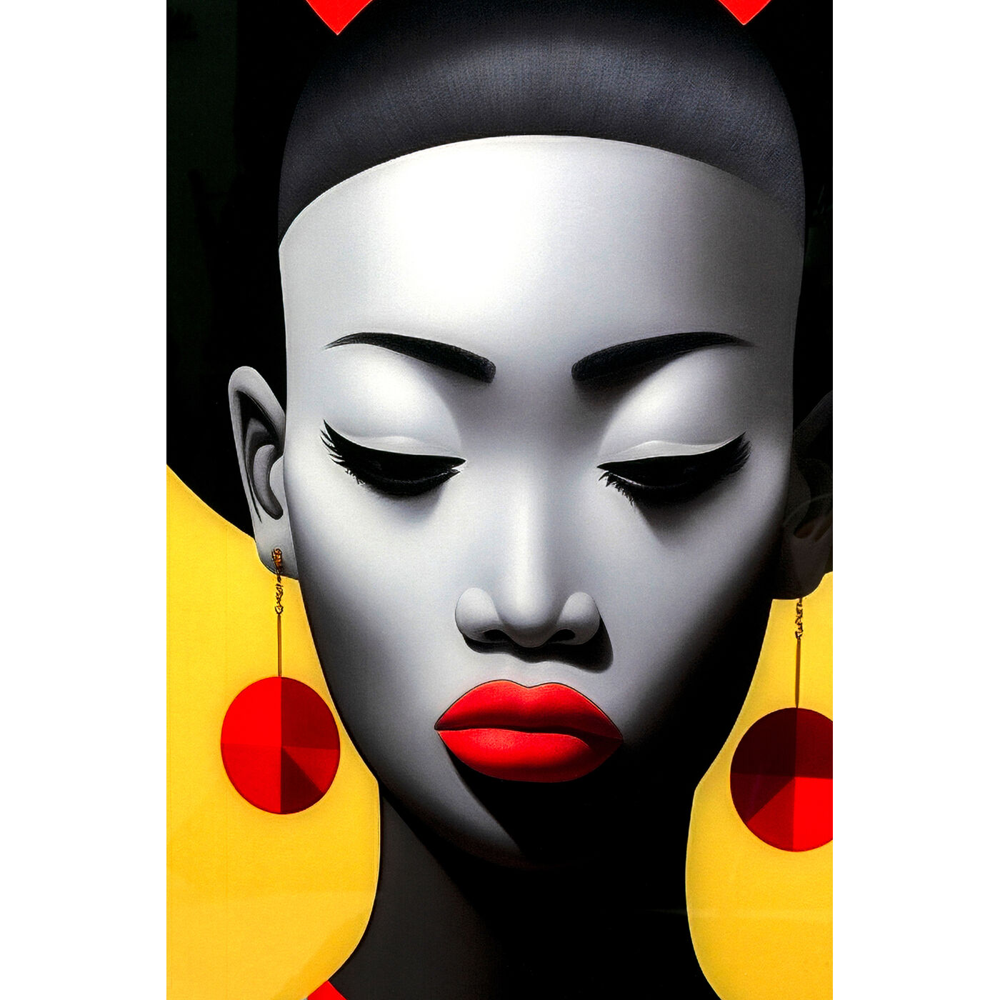 Картина стеклянная Muse Retro Lady Red 80x120cm