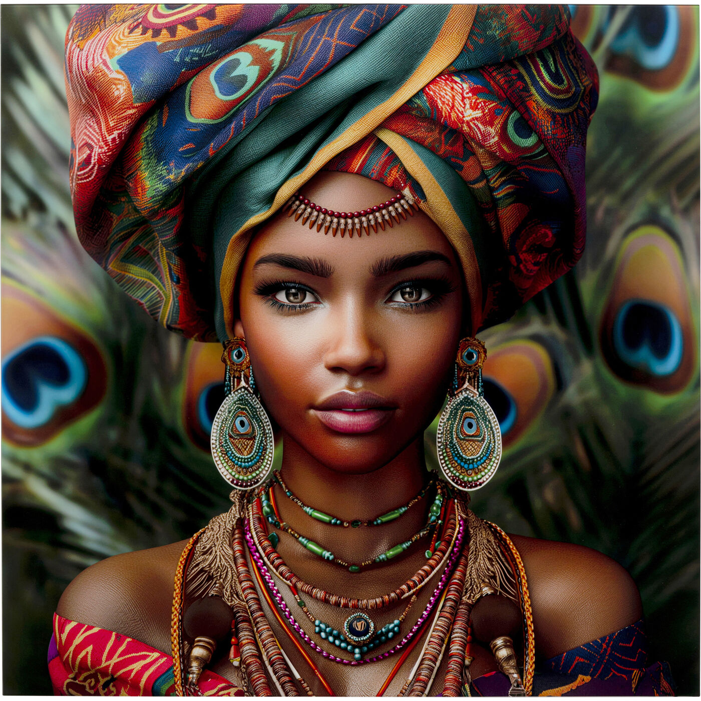 Картина стеклянная Muse Peacock 100x100cm