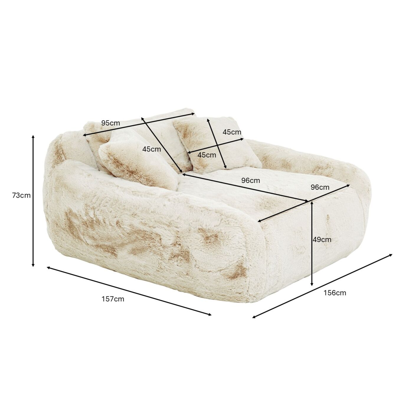 Диван 2-х местный Mika Cream 165cm (2-part)