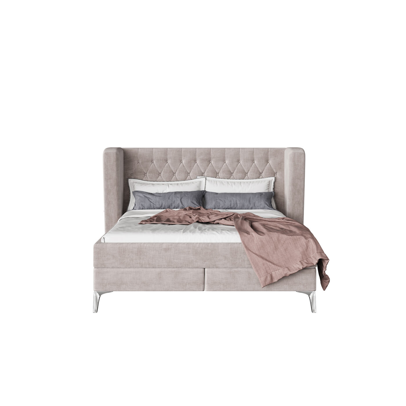 Кровать Boxspring с пружинным матрасом Benito Moon Cream 180x200 см