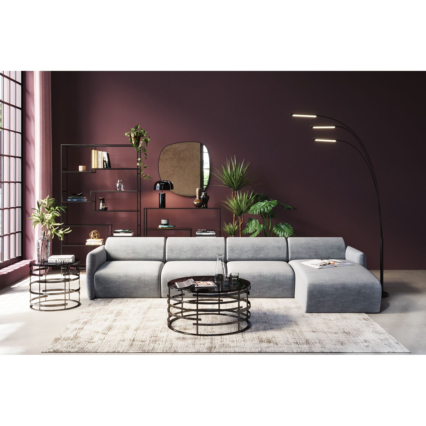Диван правосторонний угловой Lucca Grey Right 331 см