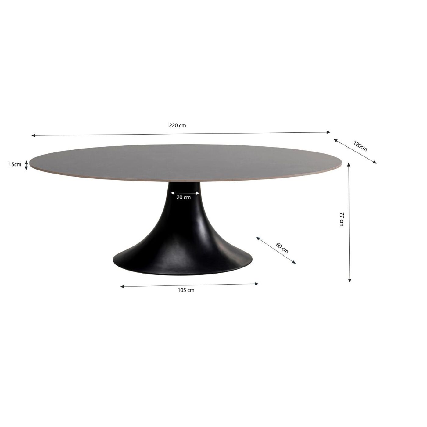 Стол обеденный Possibilita Black 220x120 см