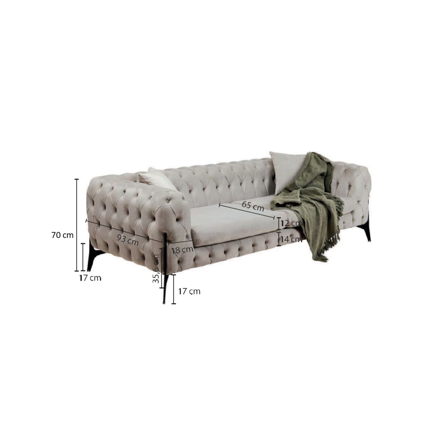 Диван двухместный Bellissima Velvet Green 200 см