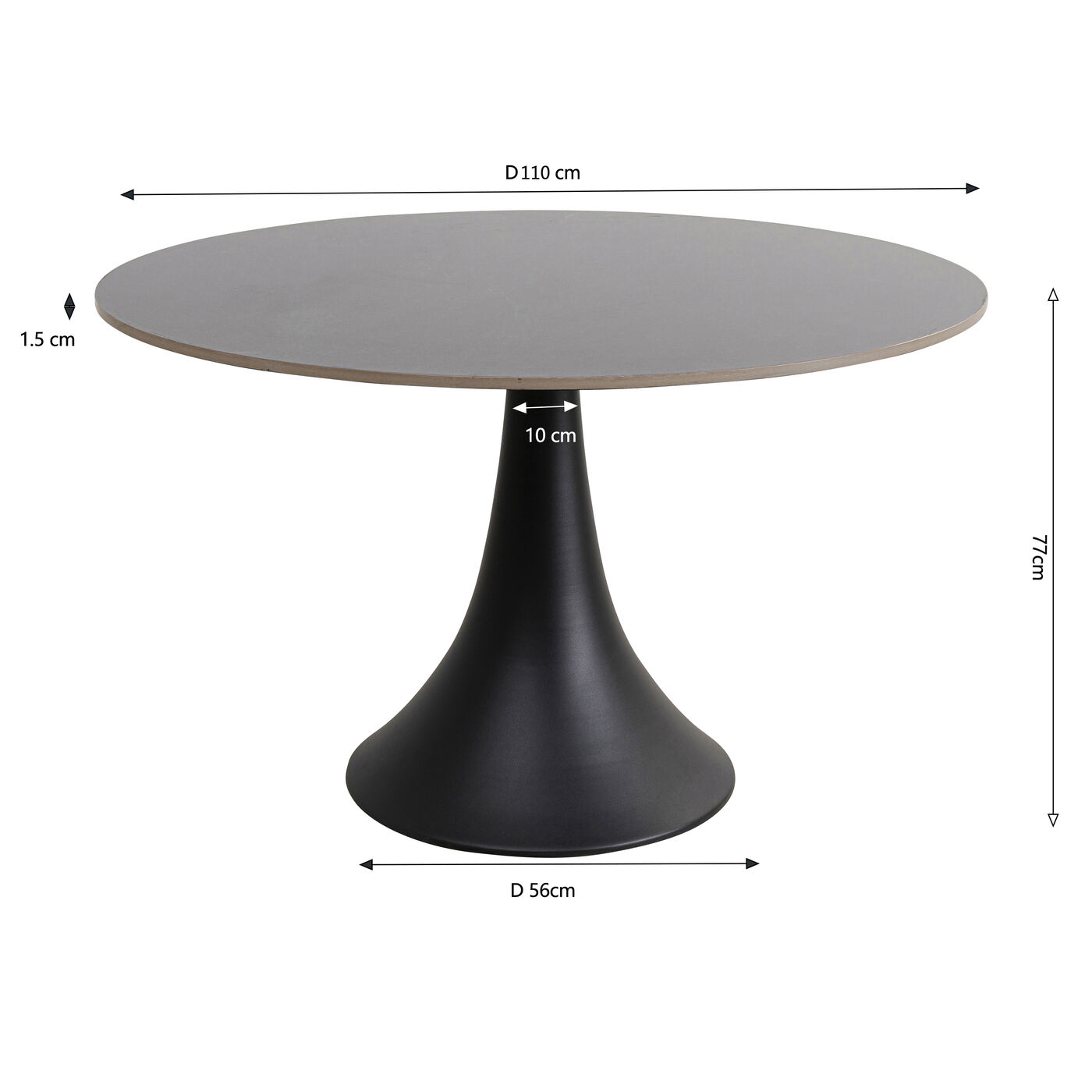 Стол обеденный Grande Possibilita Ceramic Black Ø110см