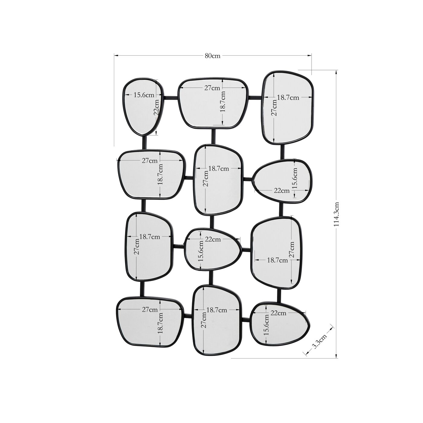 Зеркало настенное Nastro Black 80x114 см