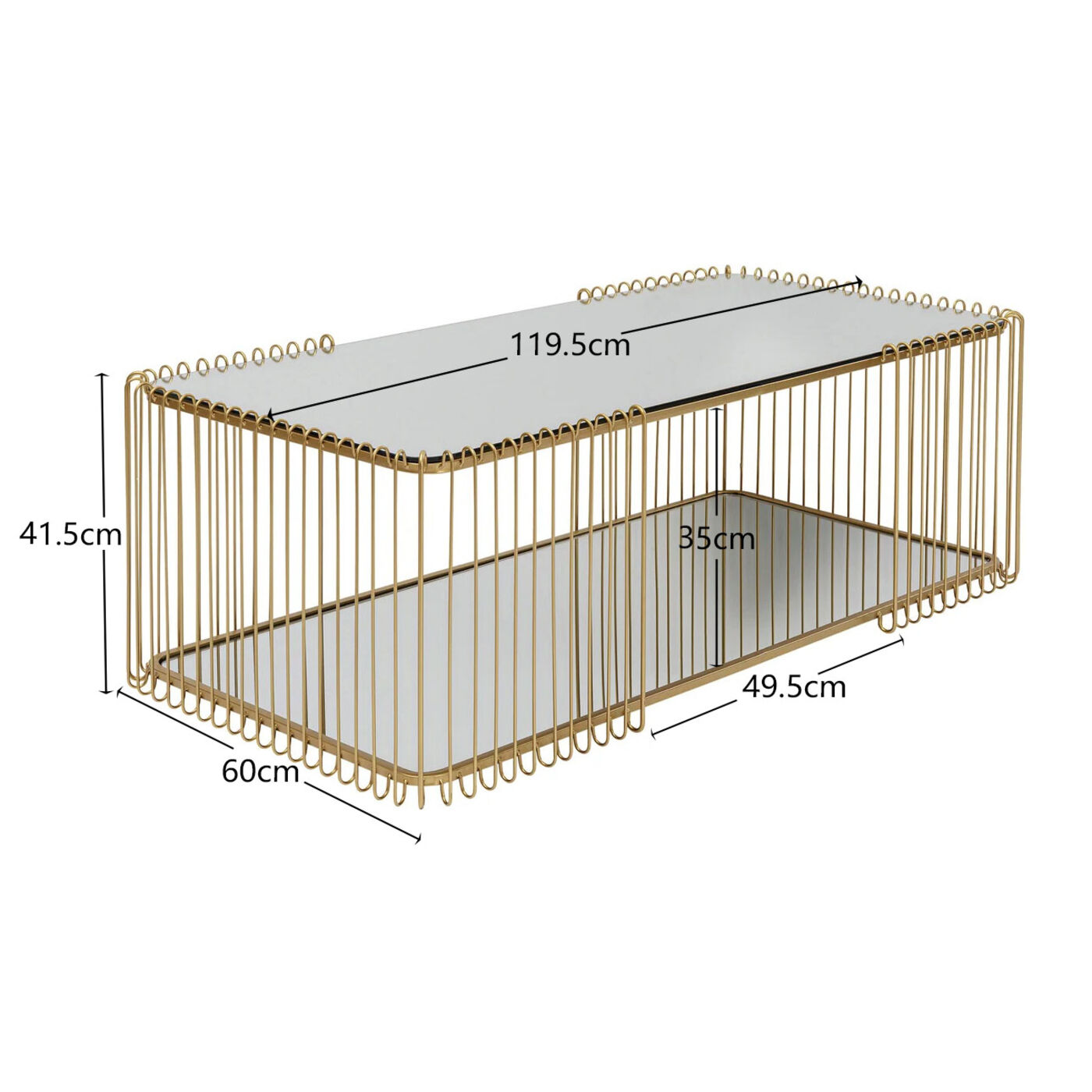 Стол кофейный Wire Double Brass 120x60 см