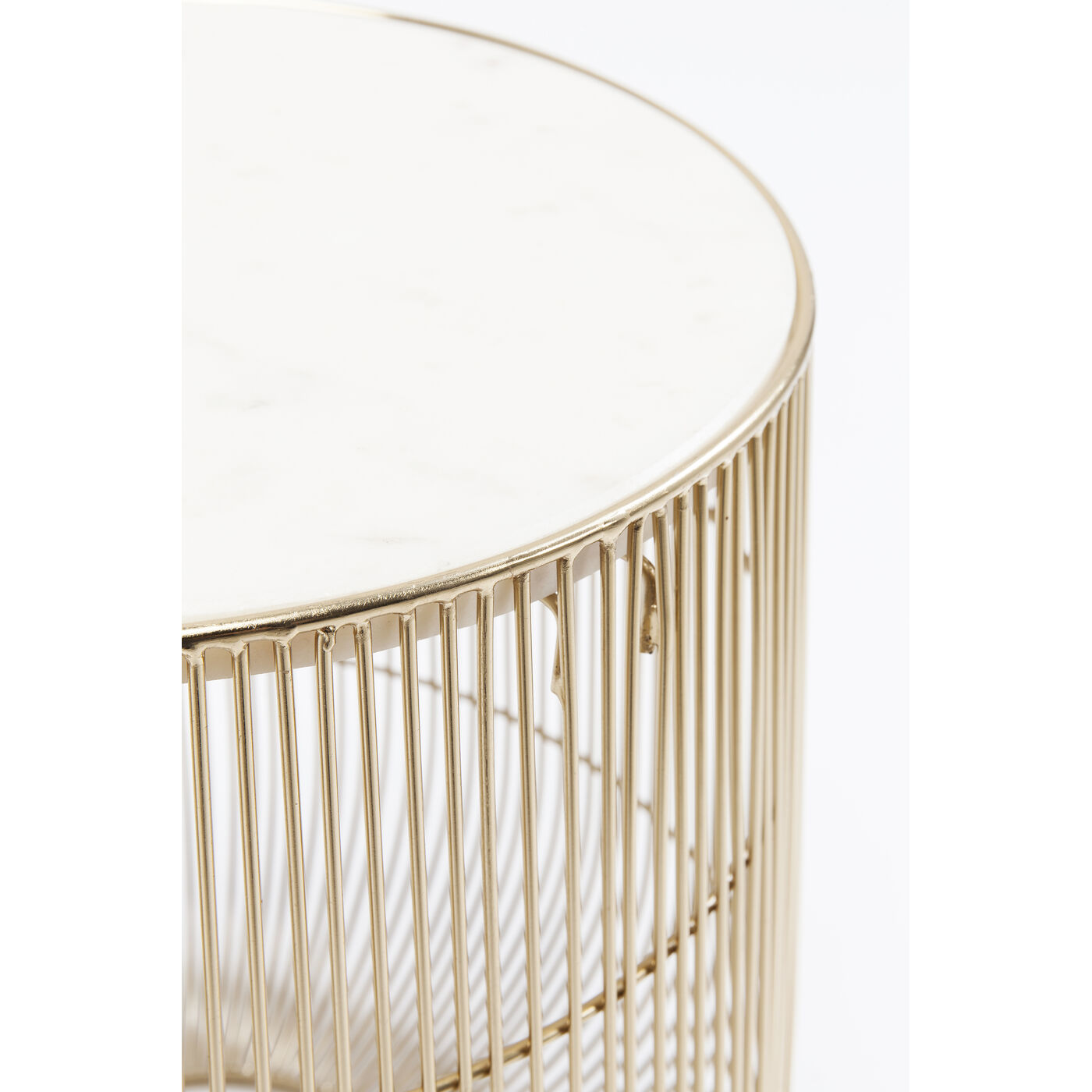 Стол приставной Beam White Marble Brass Ø32 см