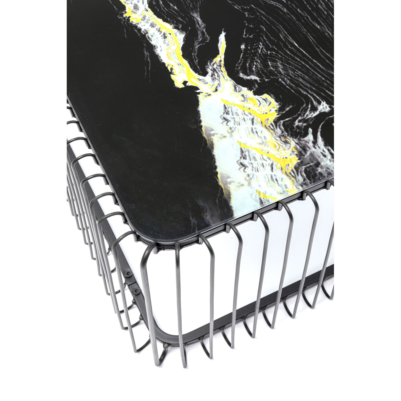 Стол кофейный Wire Glass Marble Black 145x75 см