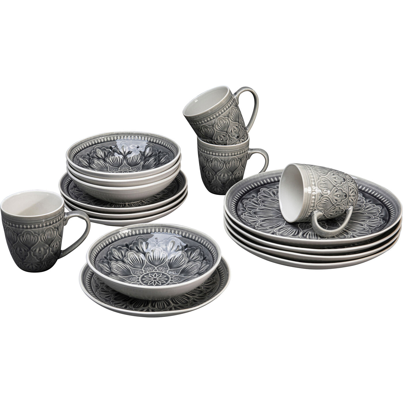 Набор посуды Sicilia Mandala Grey (16 предметов)