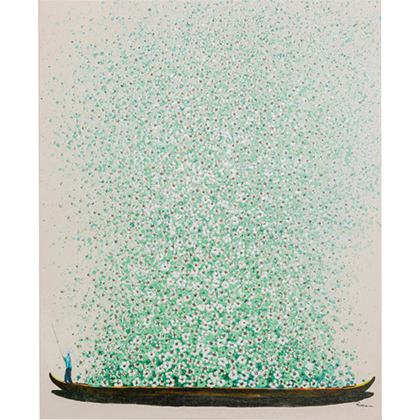 Картина на холсте Flower Boat Beige Green 120x160 см
