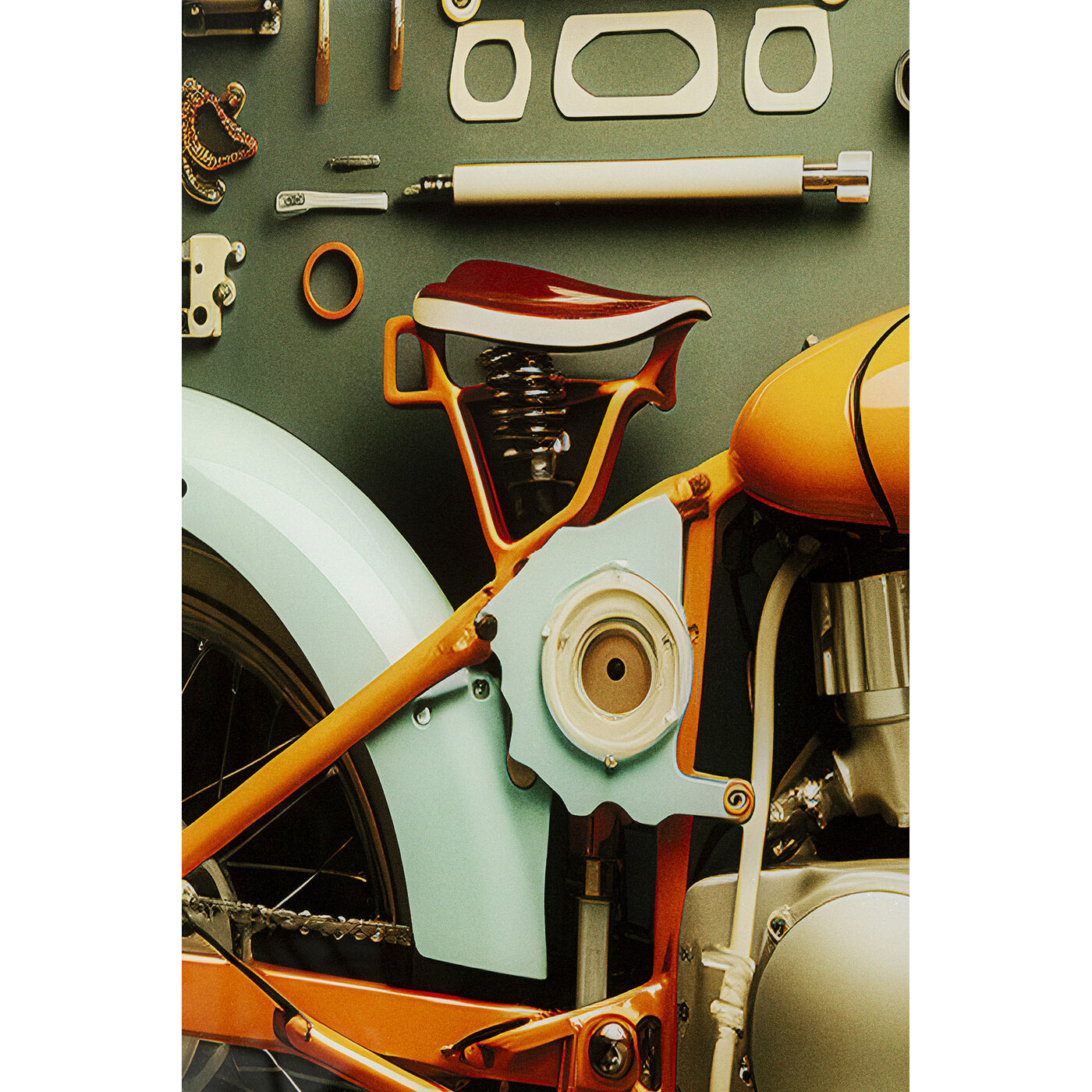 Картина стеклянная Garage Motorbike 60x80 см