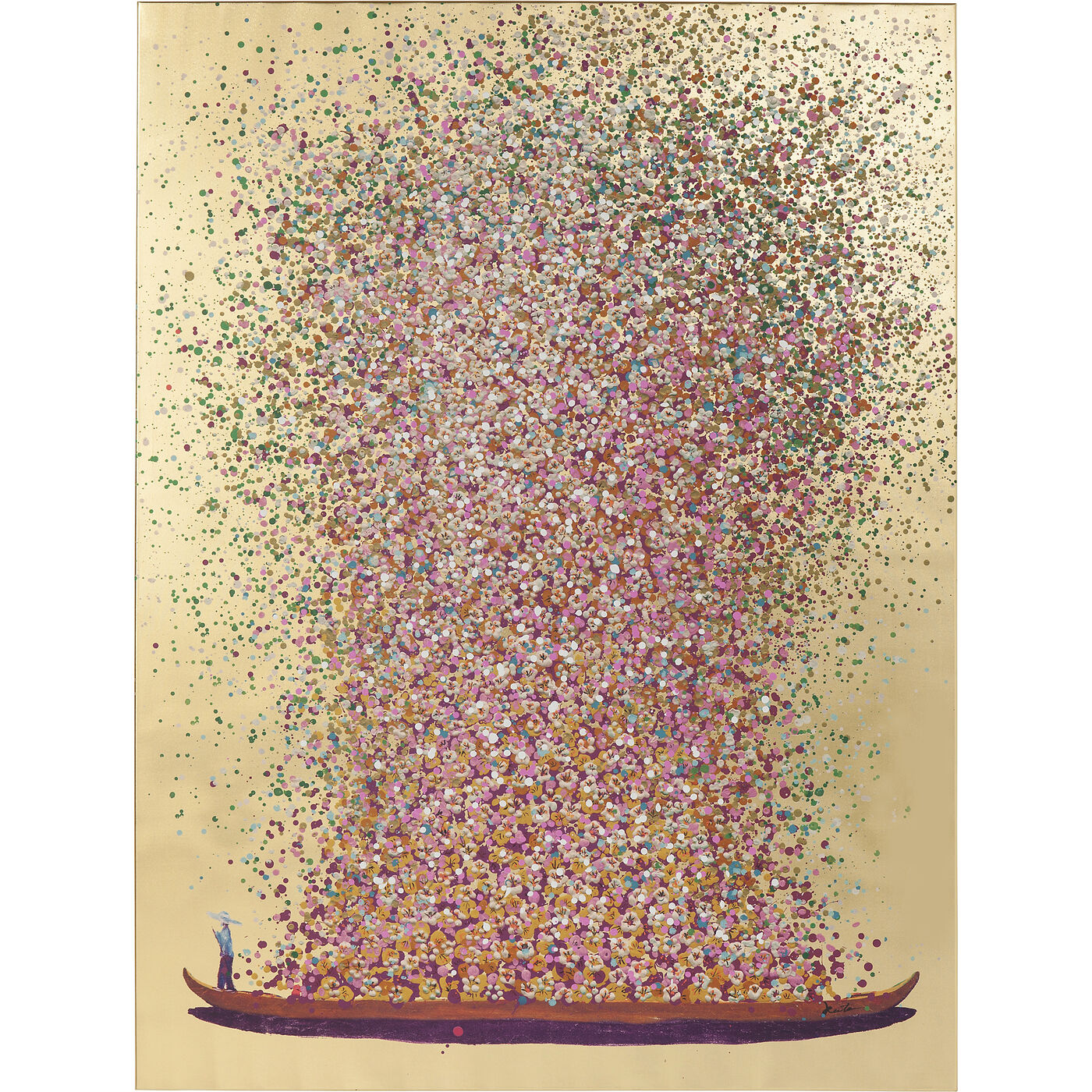 Картина Flower Boat Gold Pink 100x80 см