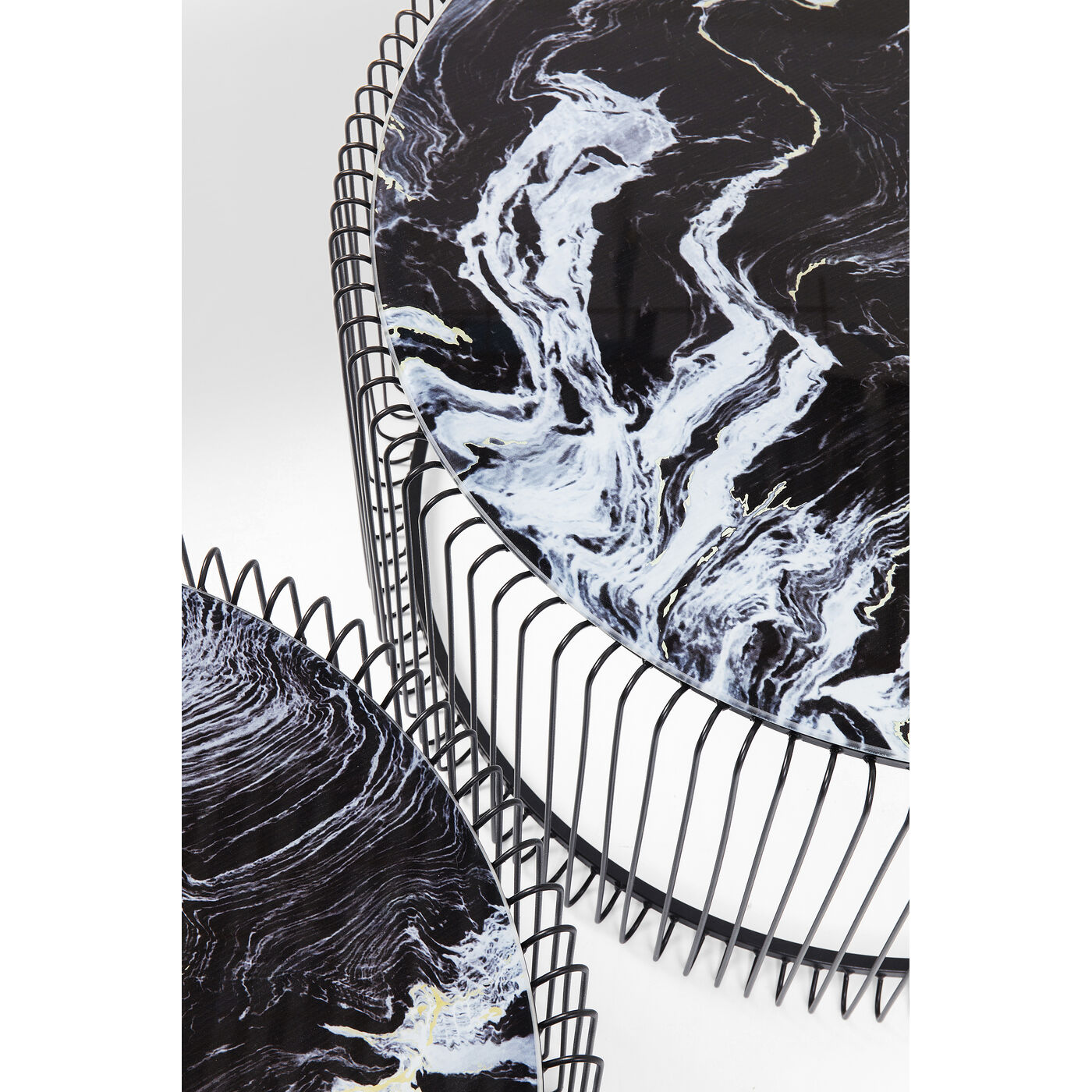 Стол кофейный Wire Glass Marble Black (2 шт)